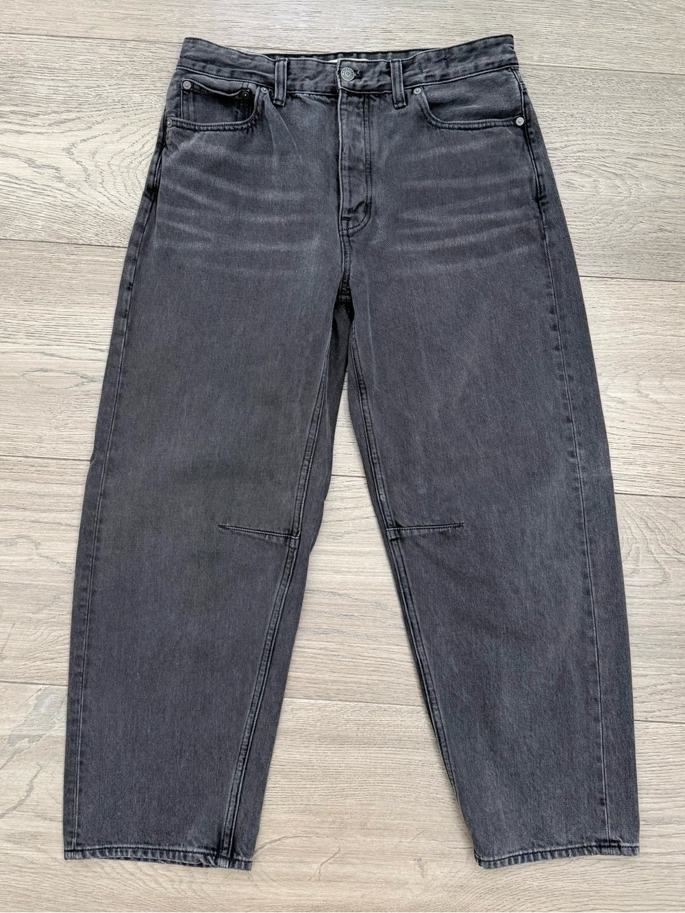 Madewell Darted Barrel Leg Jeans Olenda Washed Grey 100% Cotton 28